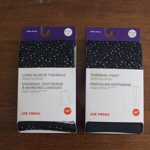 JOE FRESH GIRL'S SIZE M 7 / 8 THERMAL TOP & PANTS NAVY W/ PASTEL STARS NEW